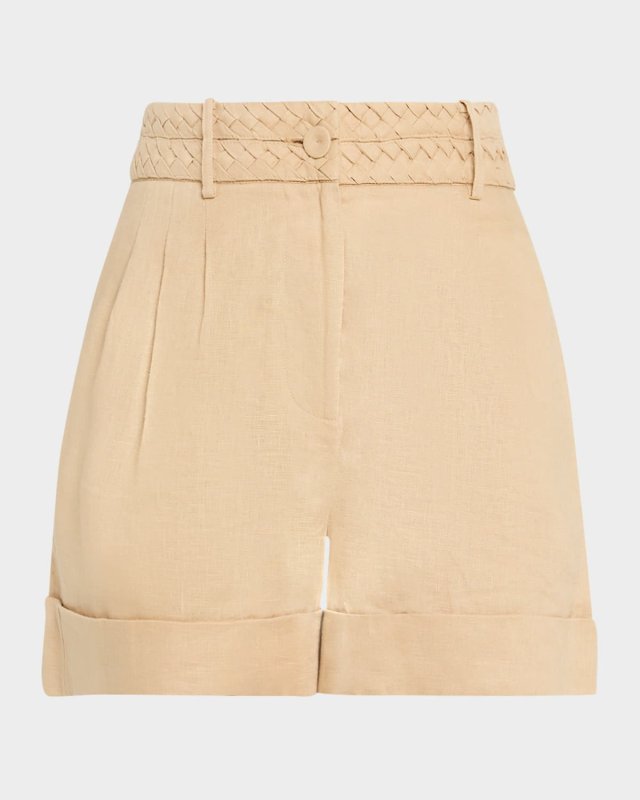 Uma Braided Pleated Linen Shorts